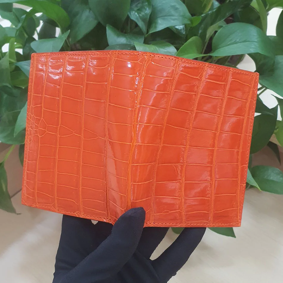 New Thai Fashion High Gloss Crocodile Genuine Leather Wallet Female Slots Business Bag Leather Vertical Bank Card Bag Purse Mens