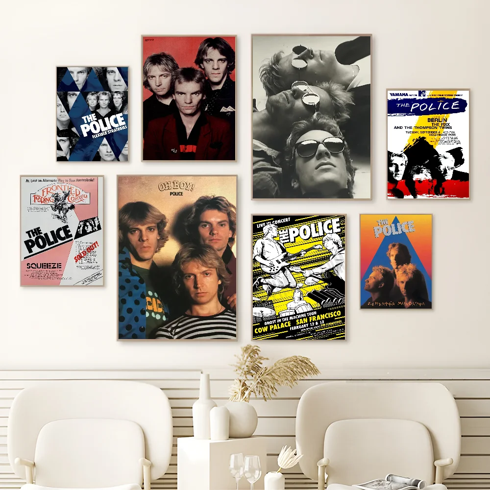Rock Band The Police Classic Vintage Posters Waterproof Paper Sticker Coffee House Bar Home Decor