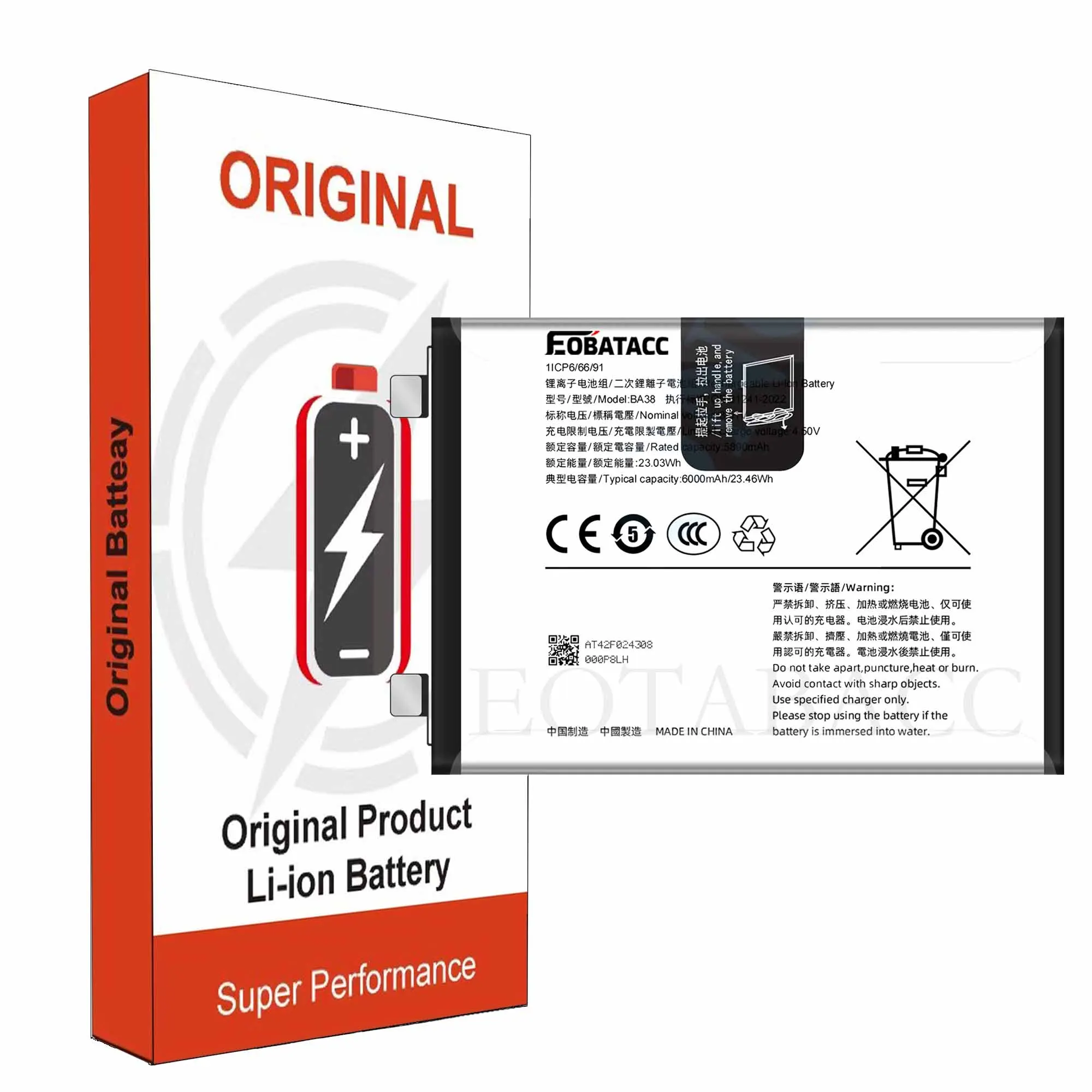 EOTABACC 100% New Original Battery BA38  For Vivo QOO Z9 5G  Battery +Tools