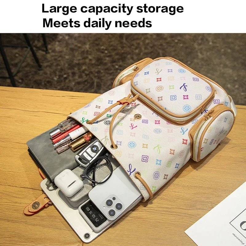 حقيبة ظهر نسائية عصرية بنمط مطبوع كاجوال برباط حقيبة مدرسية للاستخدام اليومي للتنقل للسيدات