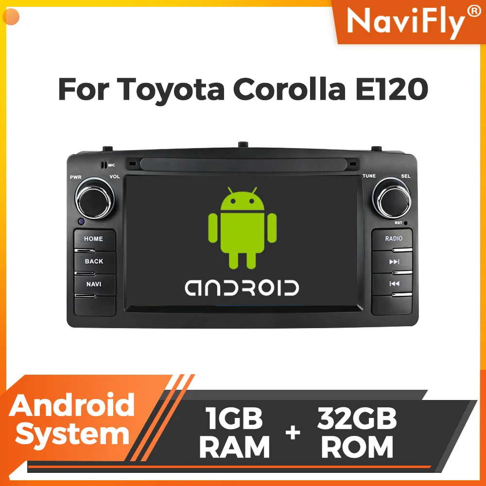 

Navifly Android Stereo System Rear View Camera IPS Display For Toyota Corolla E120 2003 2004-2006 CarPlay Auto 2Din Auto Radio