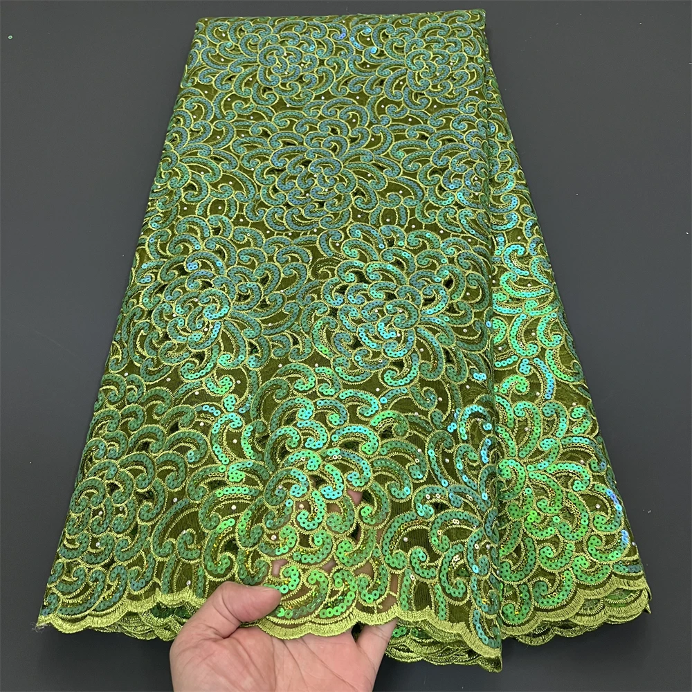 

Luxury African Mesh Lace Sequin Fabric,Fabrics By The Meter,For Sewing,Clothes,Tulle,Wedding Dresses,Embroidery,5 Yards JY398