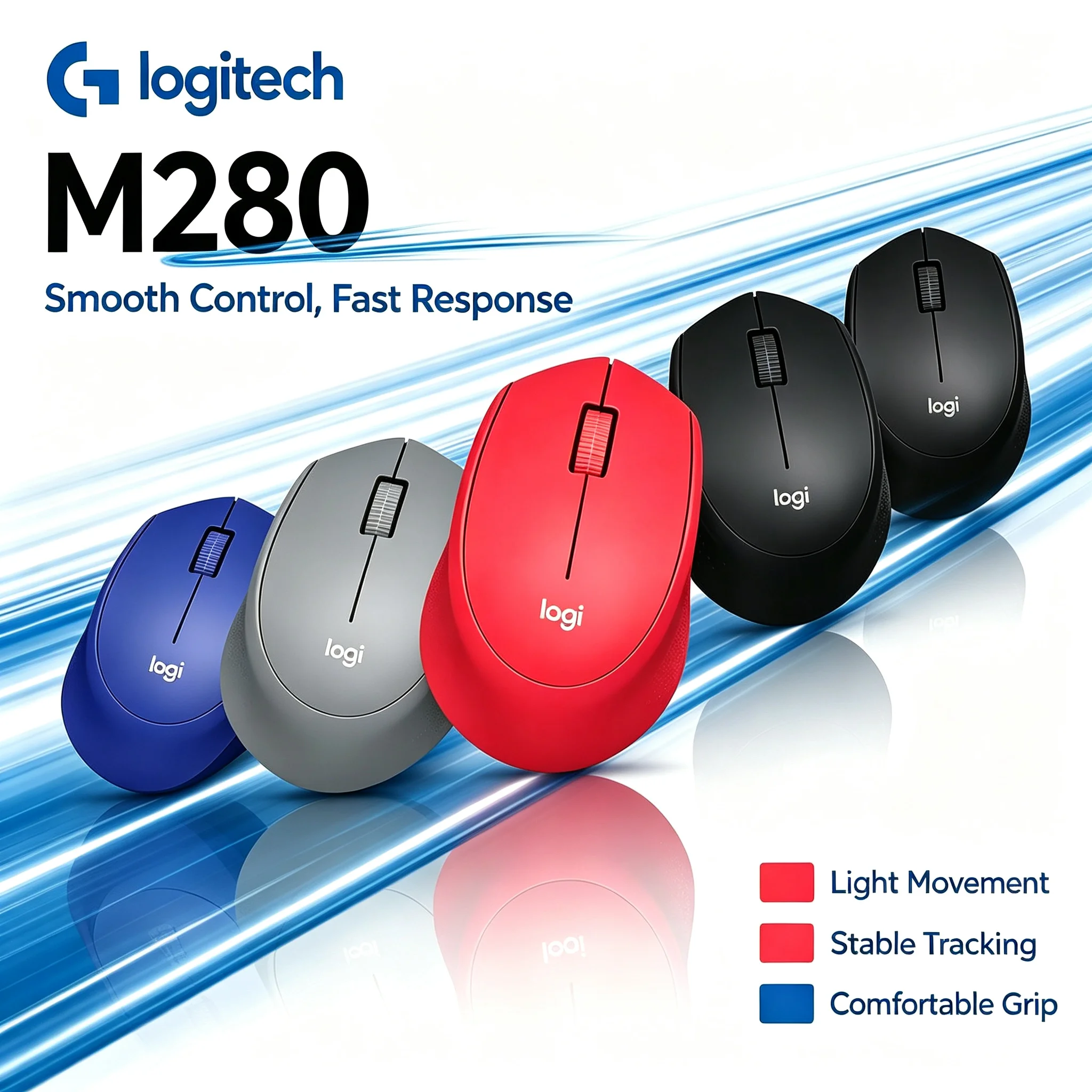Logitech M280 USB Nano Receiver Wireless Mouse 10 Meters Wireless Range Durable Office Mice For Laptop Desktop
