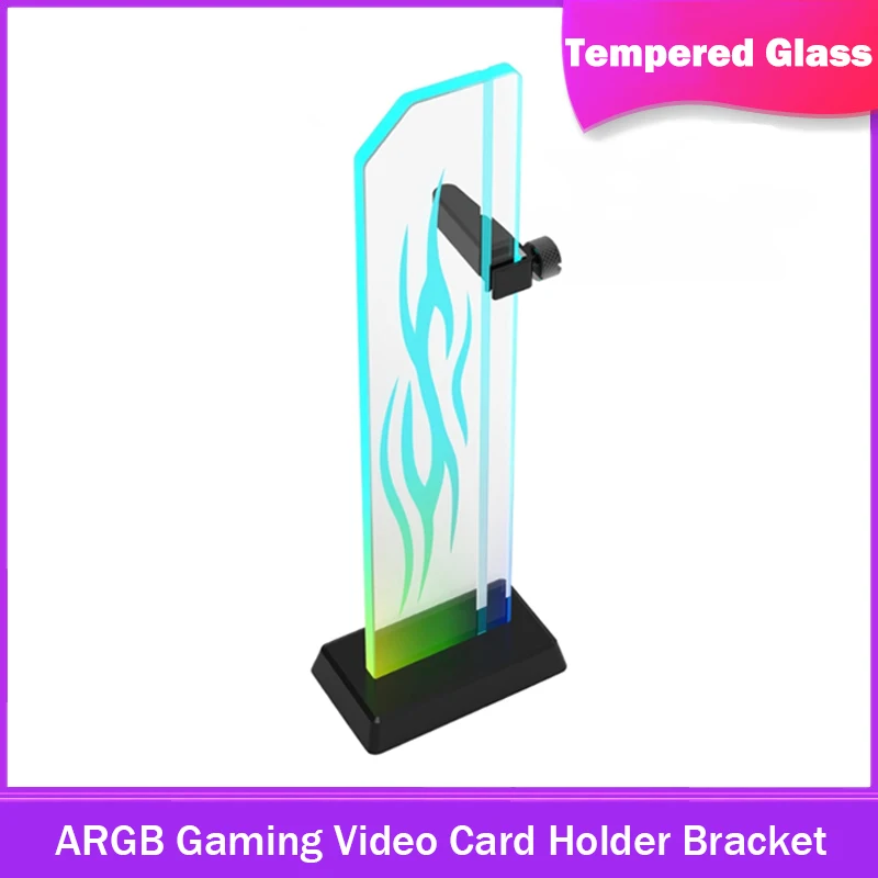 

5V 3Pin ARGB Gaming Video Card Holder Bracket Aluminium Tempered Glass ARGB GPU Stand Support Motherboard GPU Holder