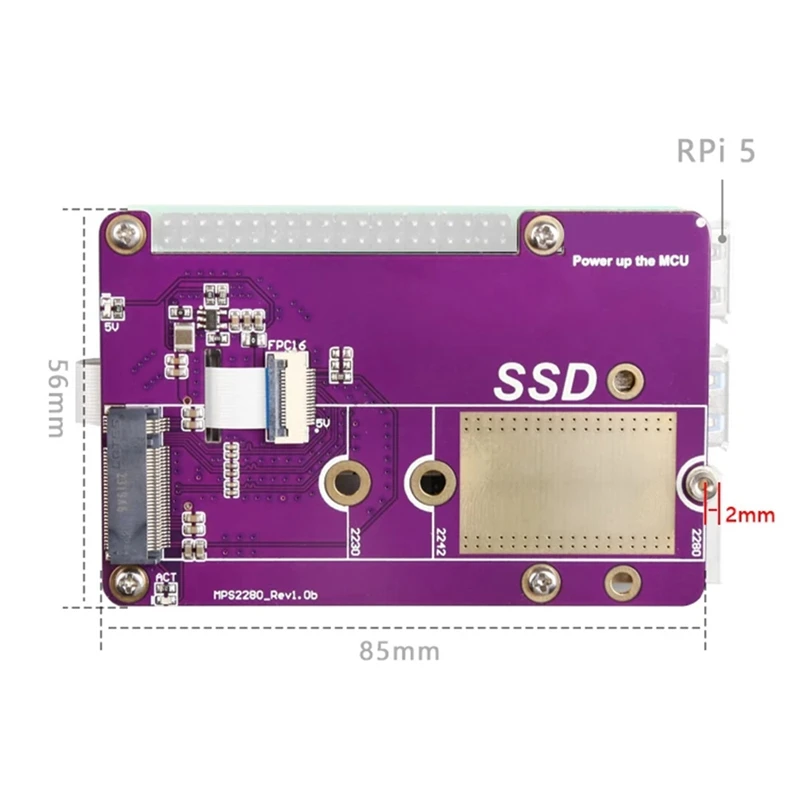 PCIE M.2 NVME 2280 2230 2242 Gen3 SSD HAT Expansion Board+Case+SSD Heat Sink For Raspberry Pi 5 Easy Install Easy To Use