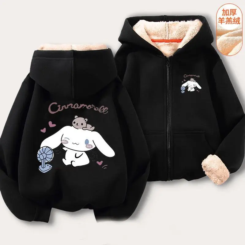 Kawaii Sanrio Cinnamoroll Oversize Plush Coat Cute Anime Kuromi Cardigan Coat Loose Sweatshirt Girl Boy Kids Y2k Coats For Women