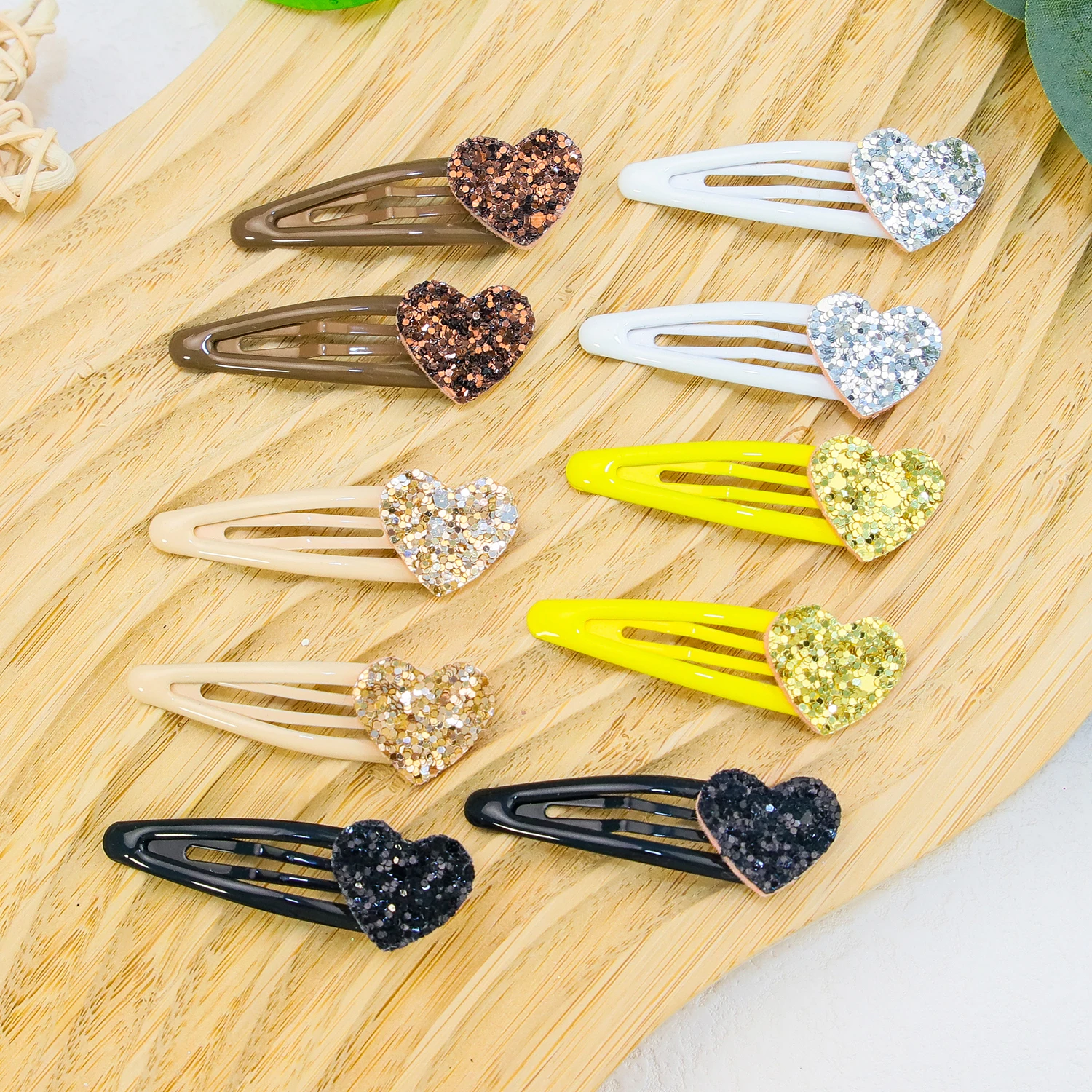 10pcs Sparkly Heart Hair Clips Girls Alloy Hairpins Glitter Heart Shaped Hair Barrettes Clips Kids Headwear Hair Accessories