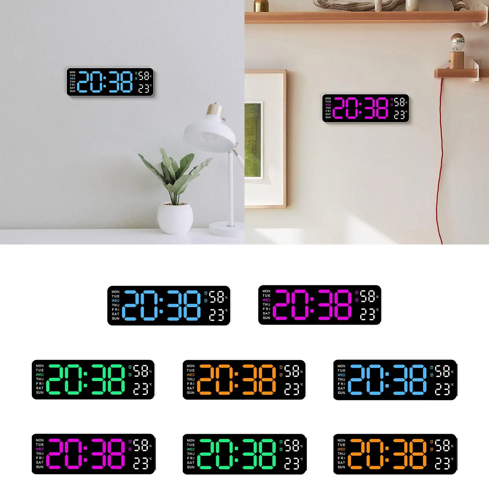 Digital Wall Clock, Desk Clock, Auto Brightness Dimmer, LED Wall Clock, Wall