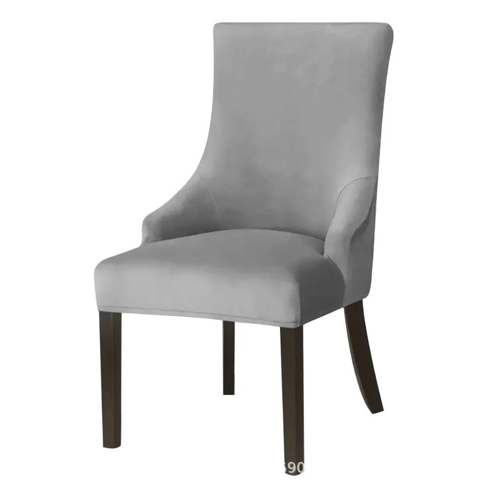 Velvet Dining Chair Cover Elastic Strech Chair Covers High Back Sloping Arm Spandex Chairs Slipcovers For Banquet Home Decor