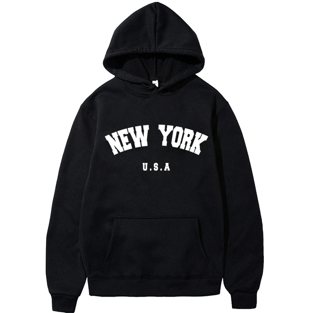 

Men Women New York U.S.A City Hoodies Fashion Letter Printed Graphic Sweatshirts Loose Casual Harajuku Hooded Pullover Sportwear