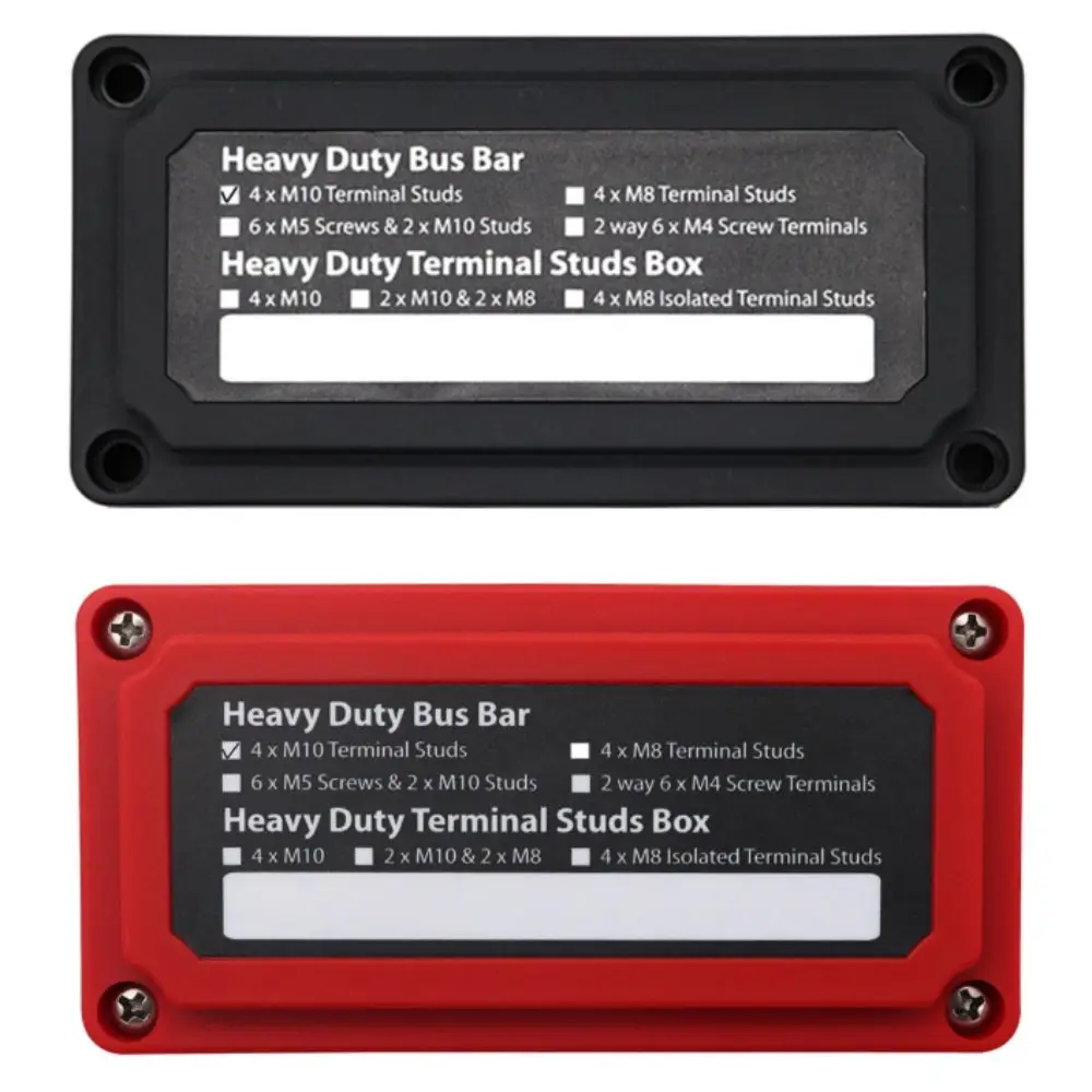 

Heavy-Duty Modular Design DC 48v Distribution Block 4 Terminal Studs M8 Studs Bus Bar Box 300A Rated Highest Amperage Rated