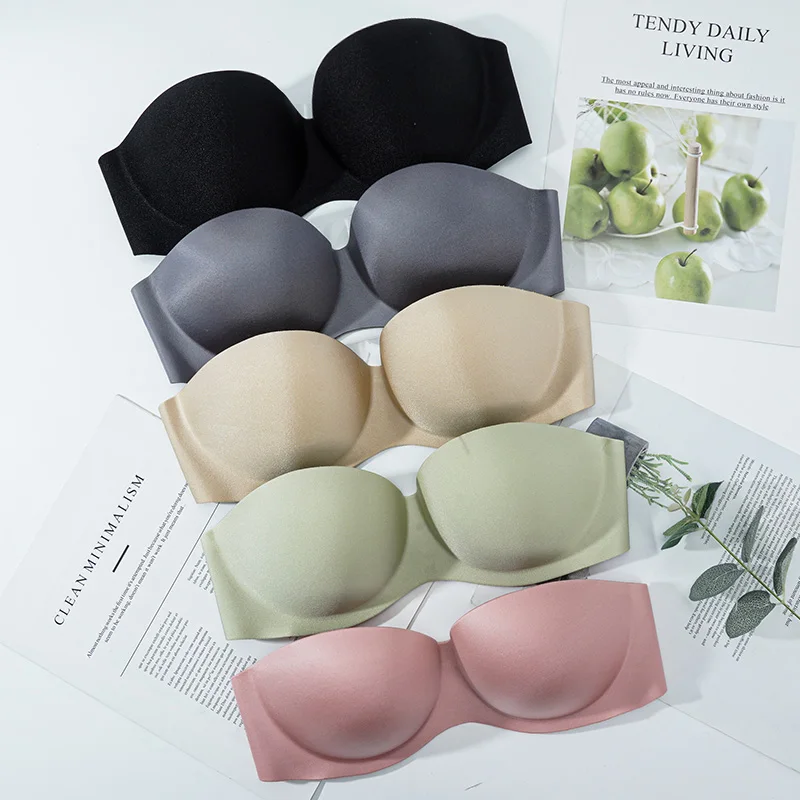 Women Sexy Strapless Bra Invisible Push Up Bras Wire Free Underwear Seamless Lingerie Soft Female Bralette Wedding Brassiere Top