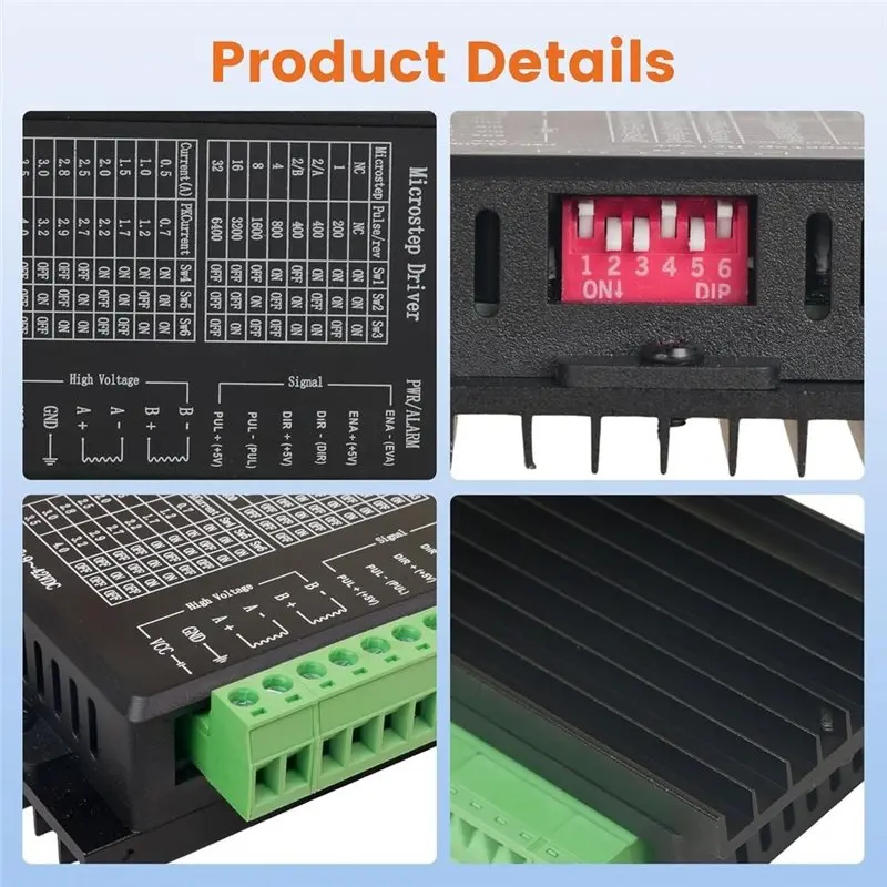 EYFL-Stepper Motor Driver,TB6600 9-40V 4A 1-32 Microstep Adjustable With Over-Current Protection For CNC Router DIY Hobbyists
