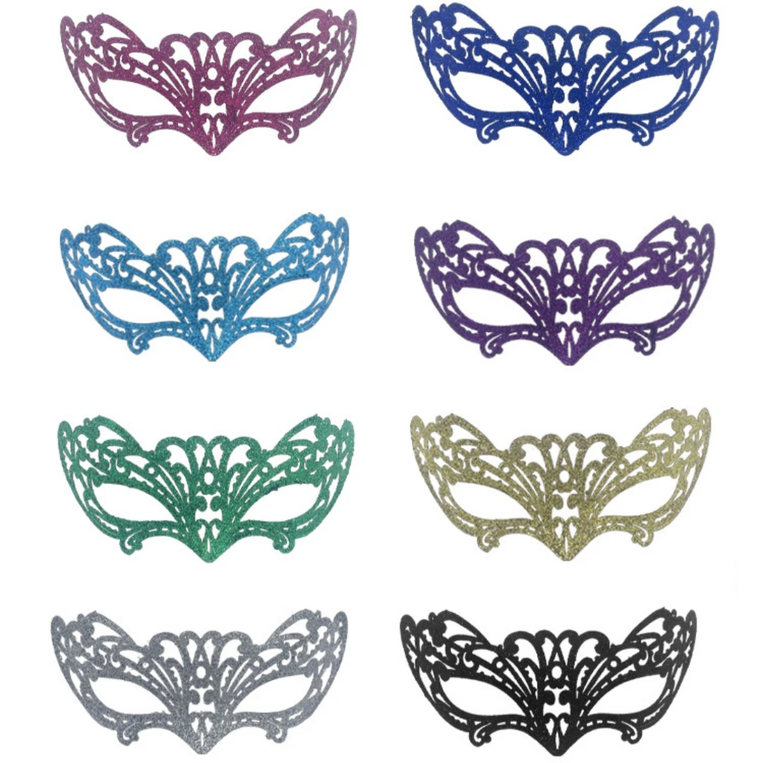 Maschera glitterata di Venezia Maschera mezza faccia accattivante Maschera di San Valentino Maschere scintillanti per coppie per balli in maschera Carnevale