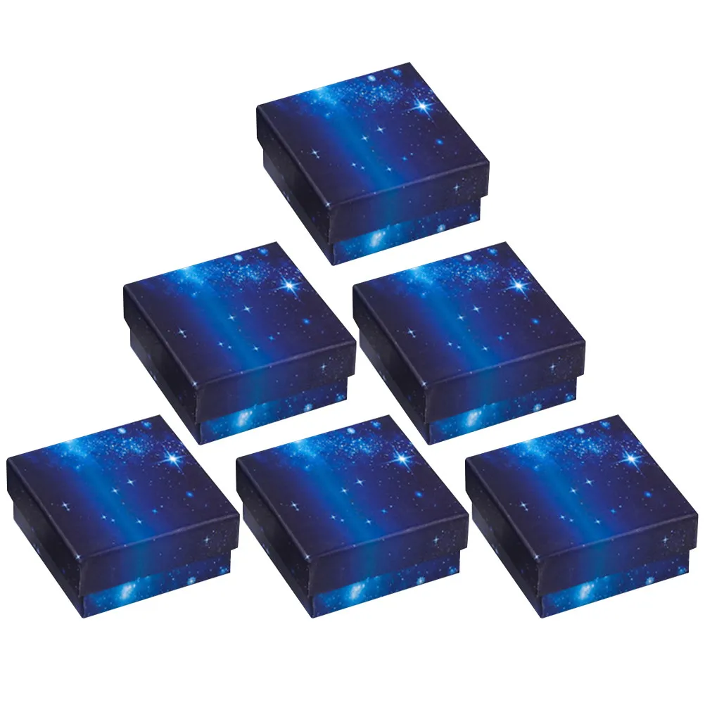 6Pcs Jewelry Gift Boxes Paper Packing Box Shape Jewelry Storage Case Earring Ring Necklace Bracelet Organizer Display