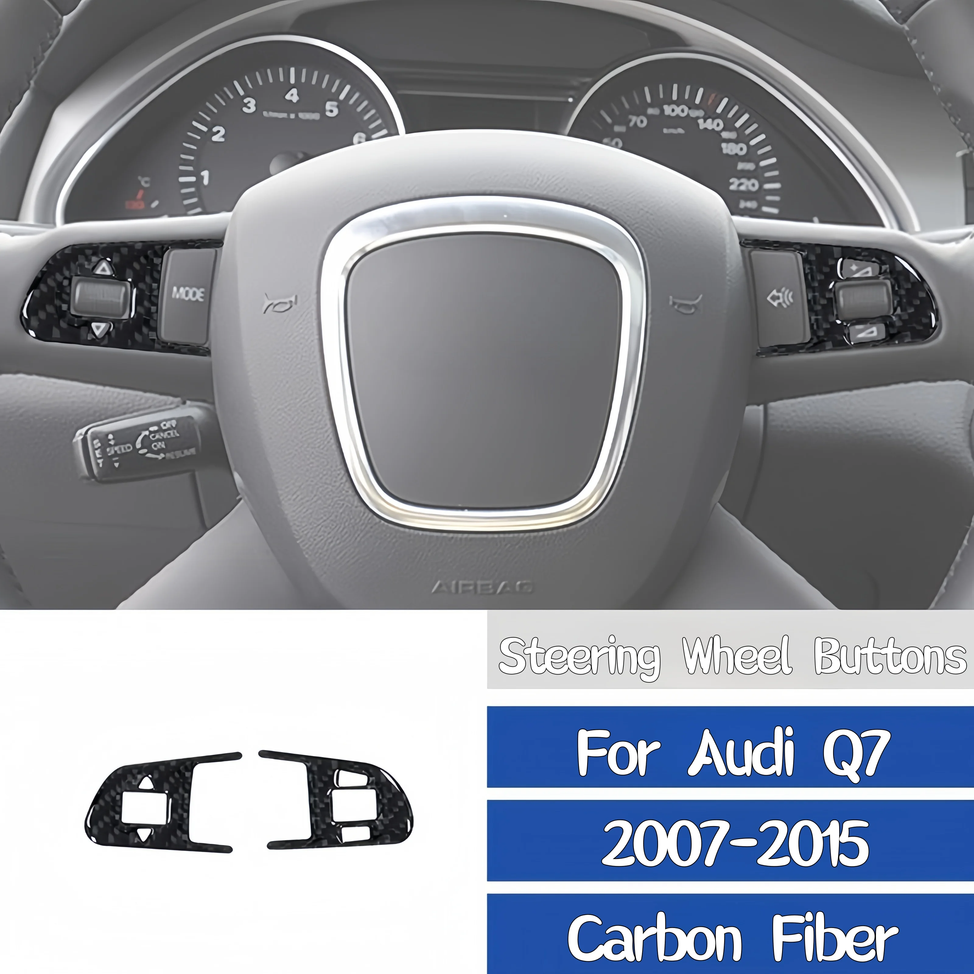 

For Audi Q7 2007-2015 Carbon Fiber Interior Car Steering Wheel Buttons Panel Trim Cover Decoration Sticker Auto Zubehör