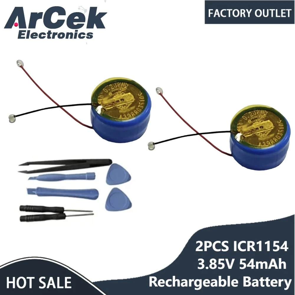 

2 шт. ICR1154 аккумуляторная батарея 3,85 В 54 мАч 1154 может заменить M1154S3 LIR1154 CP1154 для наушников TWS