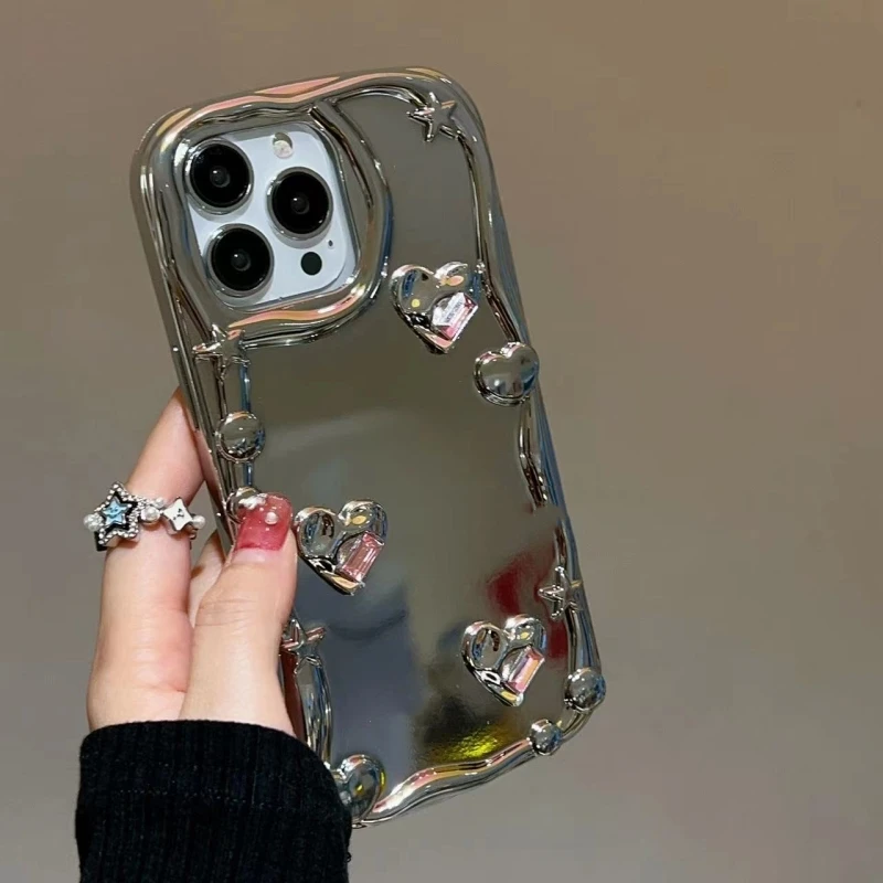 Plating Love Mirror Stand Silicone Soft Phone Case For iPhone 14 13 12 11 Pro Max X XS XR 7 8 14 Plus Camera Protective Cover