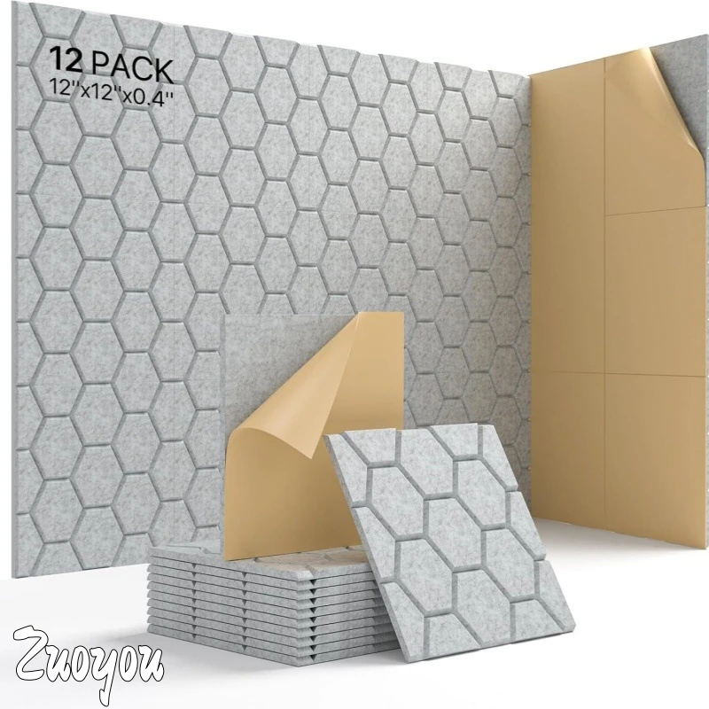 

Acoustic Wall Panels Self-adhesive Felt Wall Stickers 30x30cm Silent Sound Insulation Noise Reduction Honeycomb Texture Boards