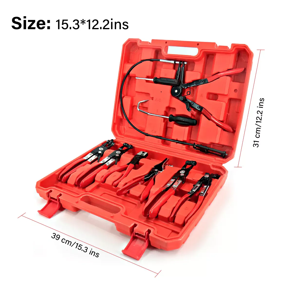 9PC Hose Clamp Pliers Kit Long Reach Car Water Fuel Oil Locking Removal Tool Set