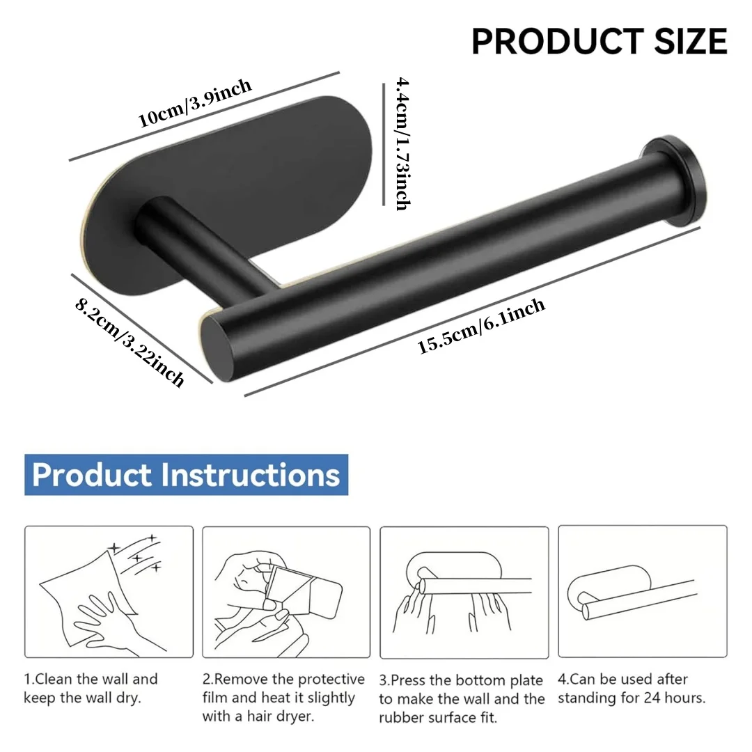 Self adhesive sanitary rack, stainless steel waterproof and rust proof roll paper holder, suitable for bathroom, toilet, RV view 2