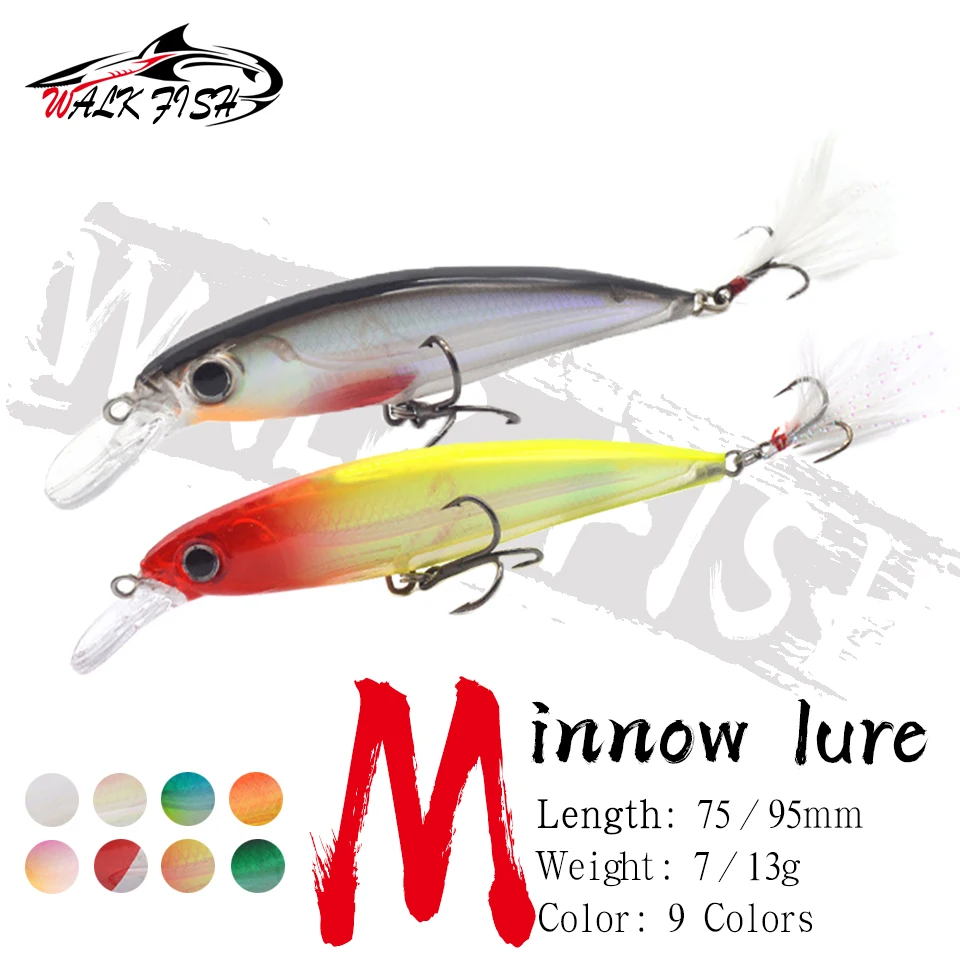 

WALK FISH приманка в виде гольяна 7 г, 13 г, плавающие рыболовные крючки, рыболовный воблер, снасть, воблер, приманка, кренкбейт, искусственная кожа