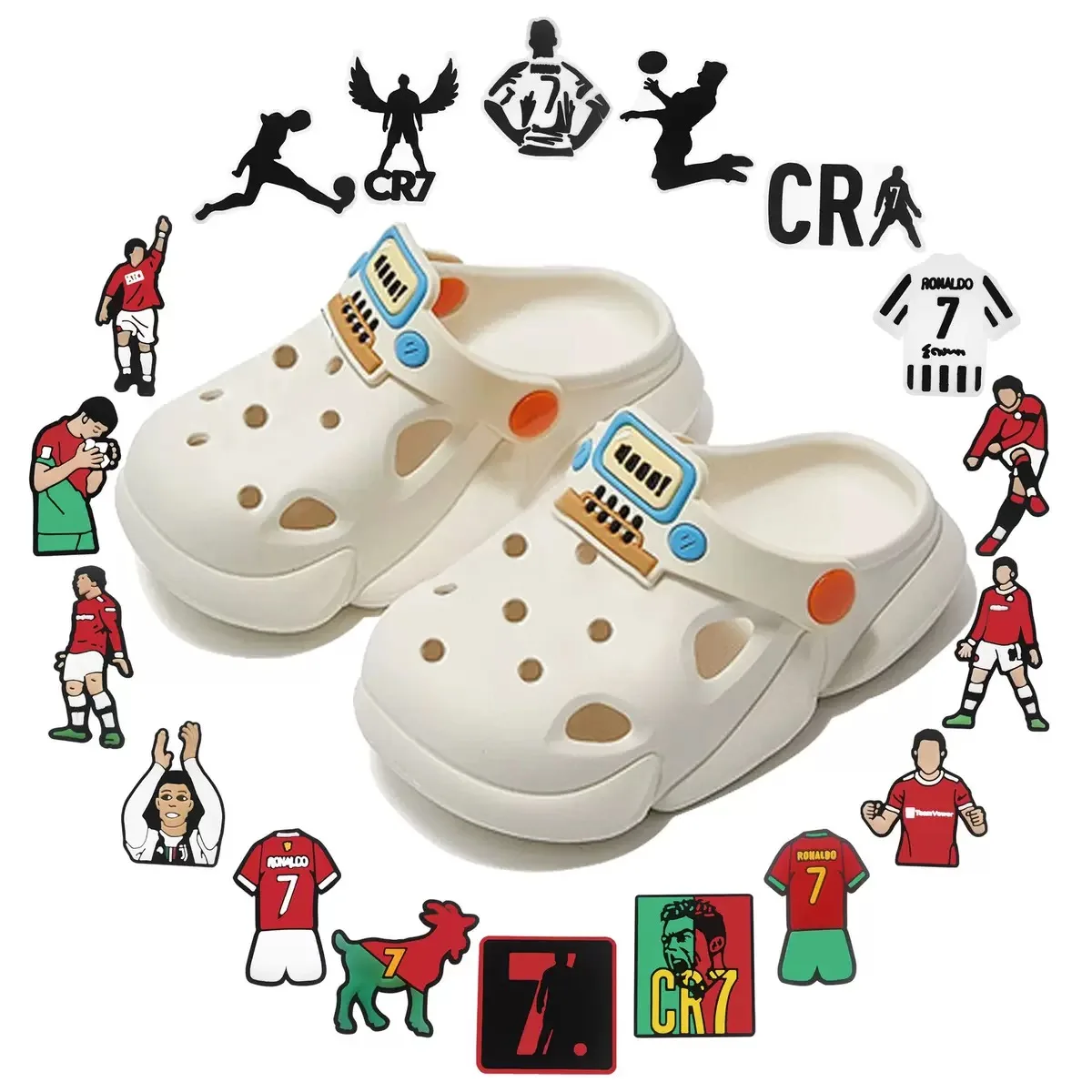 18 Stück Fußball-Serie Schuh-Charms für Clogs, Bubble-Slides, Sandalen, Armbänder, Schuhdekorationen, Accessoires, Pins, Geschenke für Freunde und Partys – Detail 2