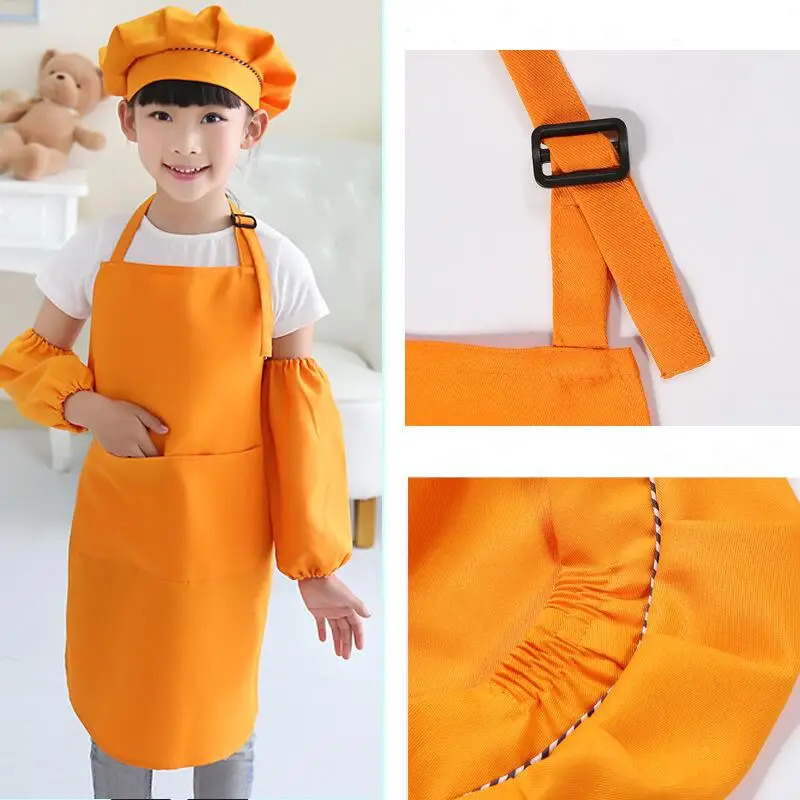 Kids Aprons Custom Logo Front Pocket Bibs Boys Girls Aprons Kitchen Kids Handmade Aprons Kids Painting Cooking Baby BakingSchool