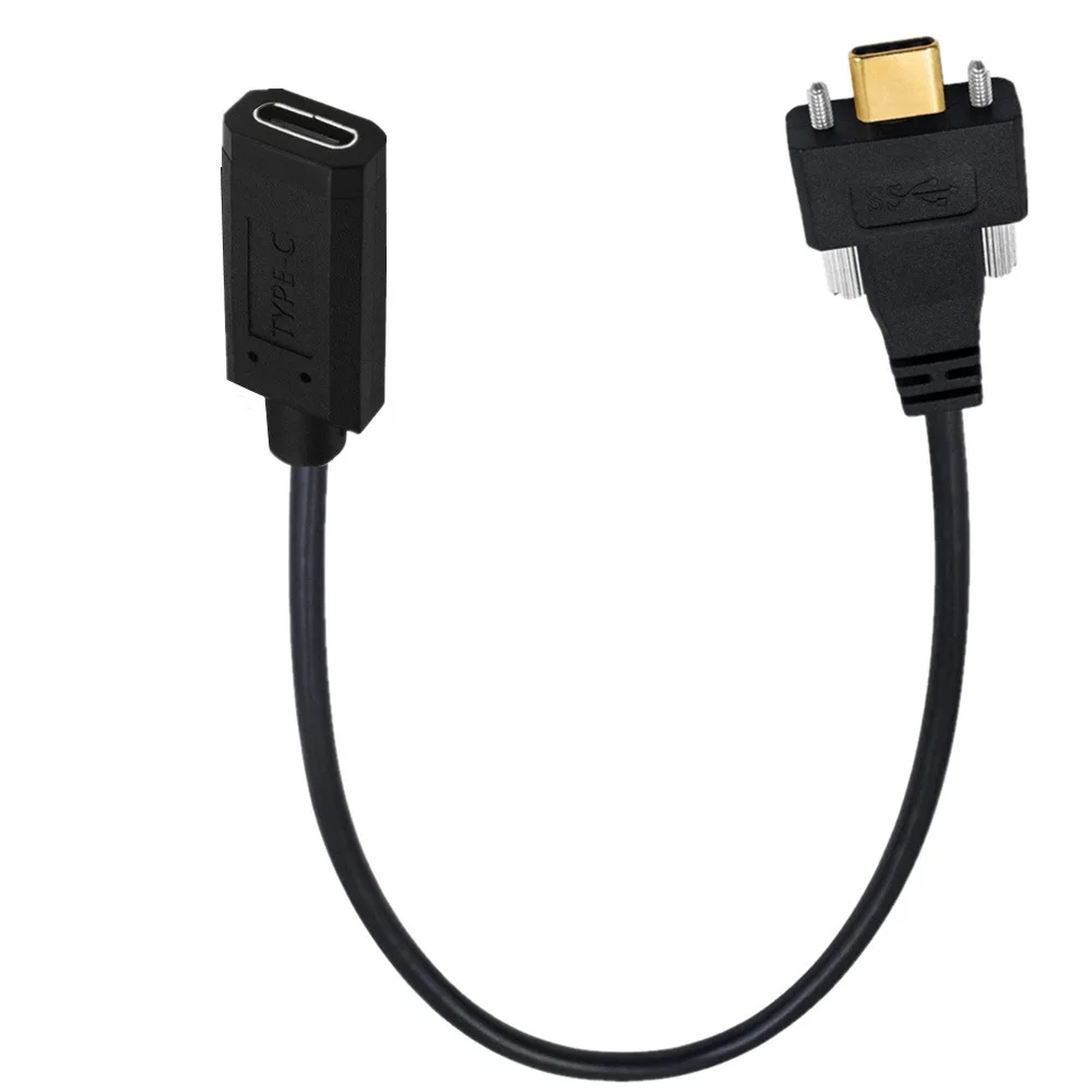 Side Bend Gold-Plated 4K 60Hz 16 Core USB3.1 Type-C Male To Female With Screw 10Gpbs Data Cable 5A