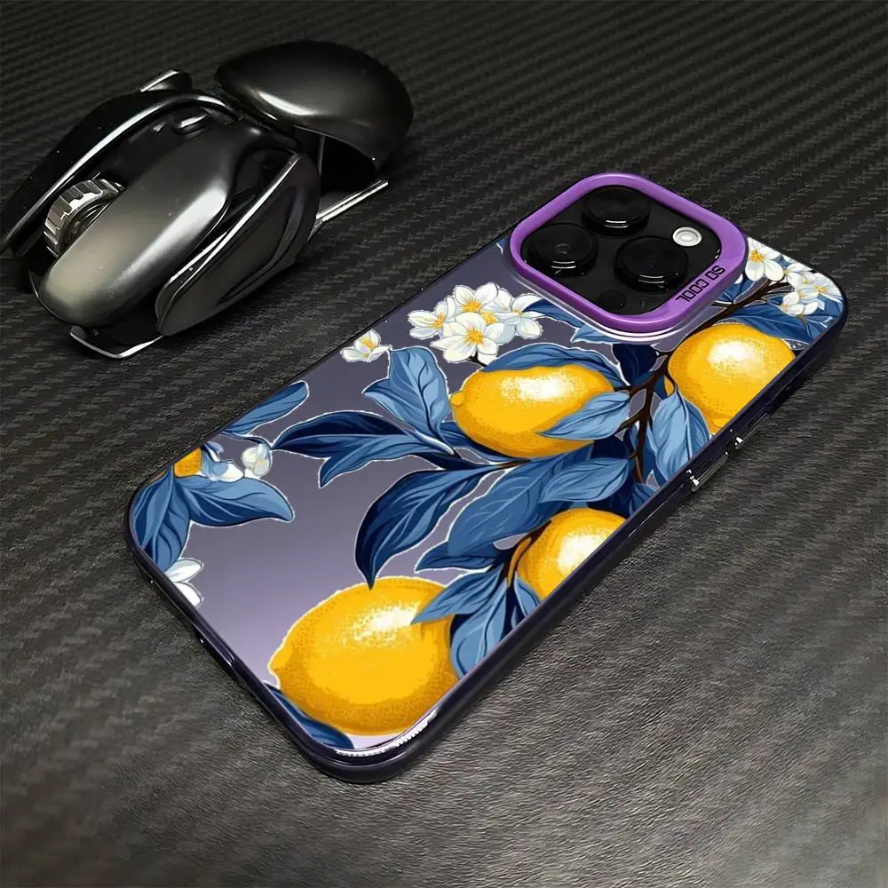 Summer Fresh Fruit Lemon Phone Case For iPhone17,16,15,14,13,12,11 Plus,Pro Max Purple Matte Shockproof Cover