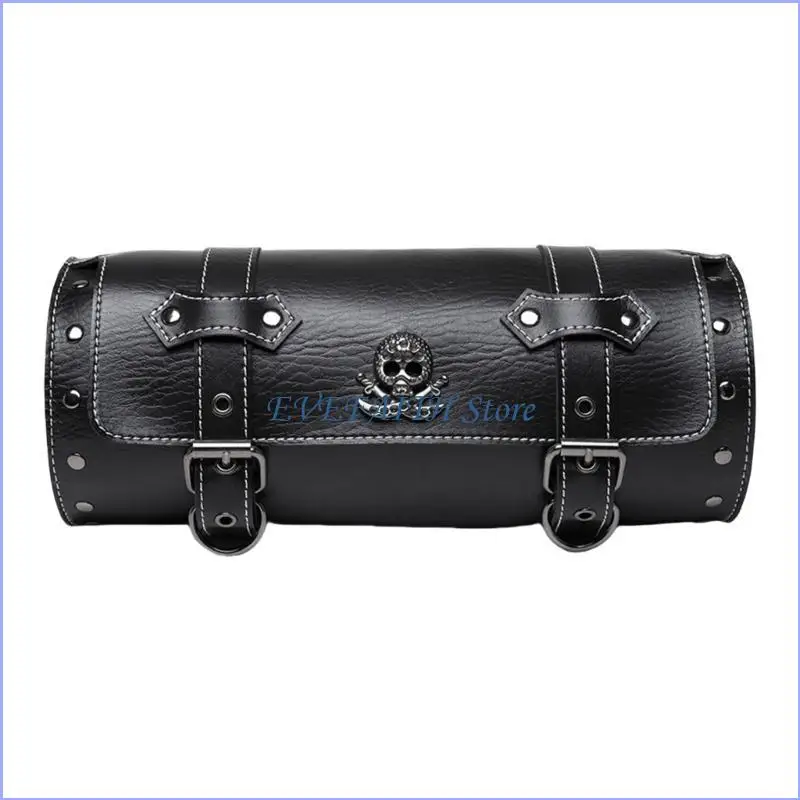 

124B Skull Pattern PU Storage Front Fork Handlebar Bag Tool Bag