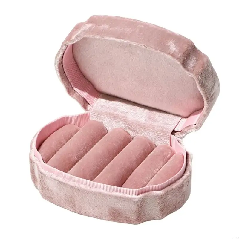 CORD Jewelry Storage Box for Rings and Post Earrings, with Interior Slot Rows for Visible Selection on Dressing Tables