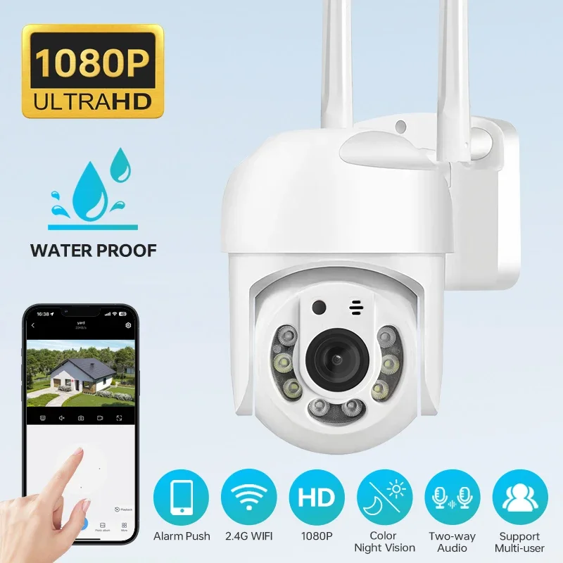 

Outdoor IP65 Waterproof Wireless Security Monitoring AI Human Tracking Bidirectional Audio Night Vision 2.4G 4MP Camera