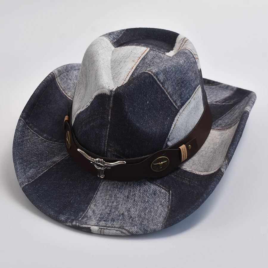 Unisex Western Cowboy Cowgirl Felt Hat Winter Autumn Panama Imitation Wool Jazz Cap