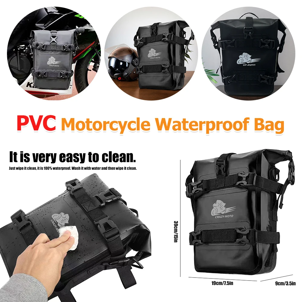 

8L PVC Motorcycle Bumper Bag Waterproof Moto Touring Luggage Pack Large Capacity Motorcycle Side Bag for Bicycle/ATV/UTV/Scooter