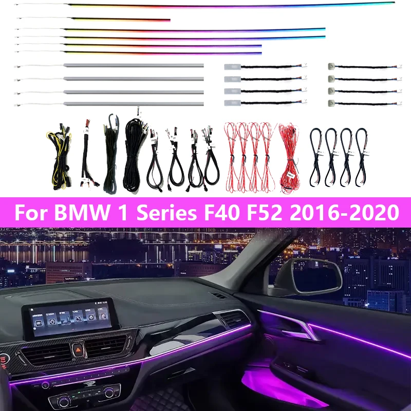 18 in 1 Car Ambient Lights For BMW Serie 1 F20 F52 2016-2020 Hidden Built-in LED Strip Dashboard Door Decoration Atmosphere Lamp