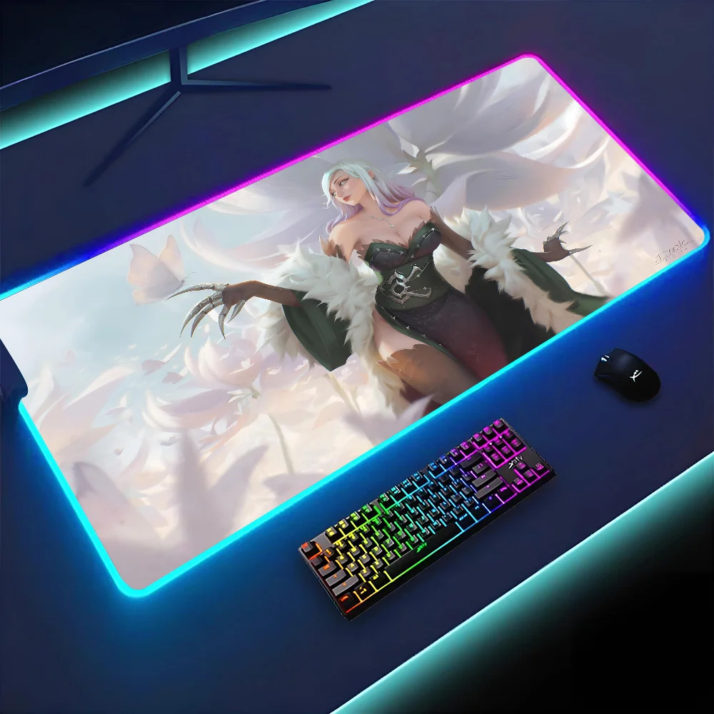Anime Girl Dao Trong Le Mousepad XXL RGB Gaming Mouse Pads HD Black Gamer Accessories Large LED