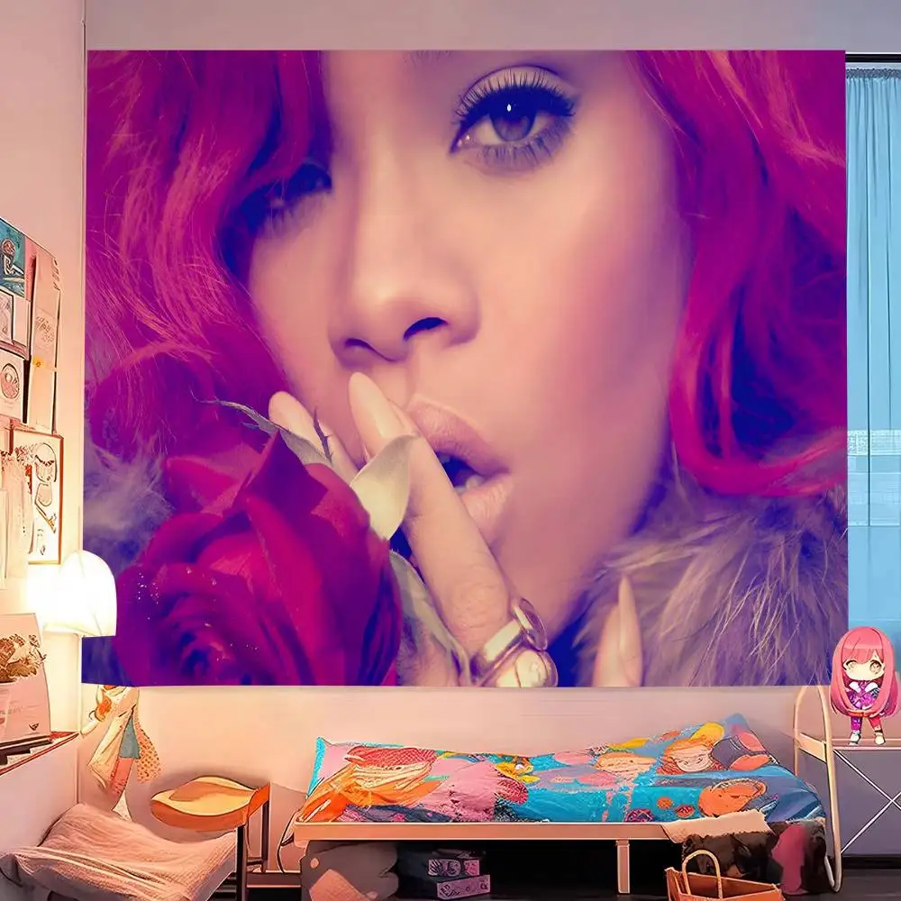 Singer R-Rihanna Cool Printed Large Wall Tapestry Hanging Tarot Hippie Wall Rugs Dorm Cheap Hippie Wall Hanging