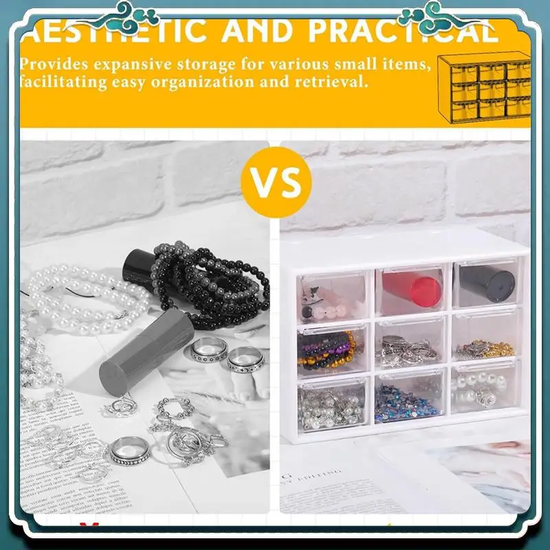 

Premium 2 Pcs Small Drawer Organizer 9 Drawer Toolbox Mini Drawer Organizer With Clear Drawers Desktop Storage Box