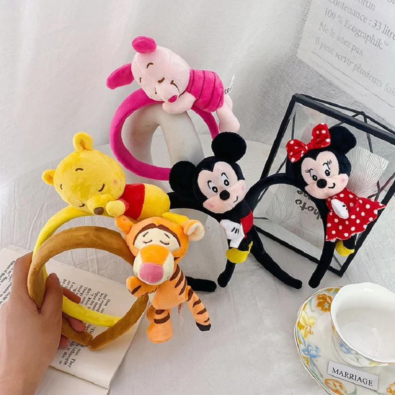 Süße Disney Plüschohren Mickey Mouse Stirnband Frauen Cartoon Minnie Haarband Mädchen Weiche Puppe Stich Haarschmuck Kinder Weihnachtsgeschenk