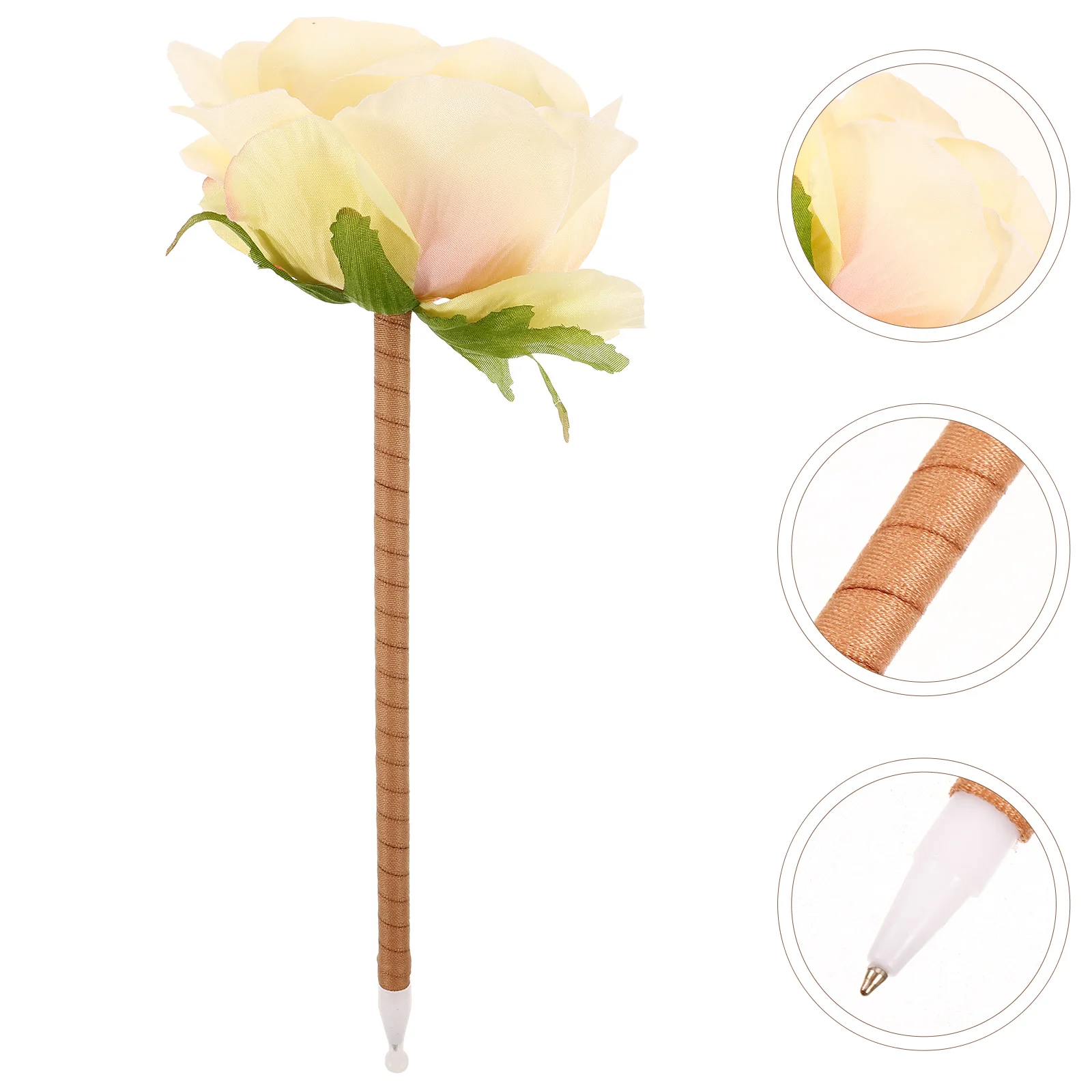 محاكاة باقة القلم أقلام حبر جاف الزخرفية الزهور الاصطناعية الوردي Epiphyllum مقبض طويل مريح الكتابة عيد الأم