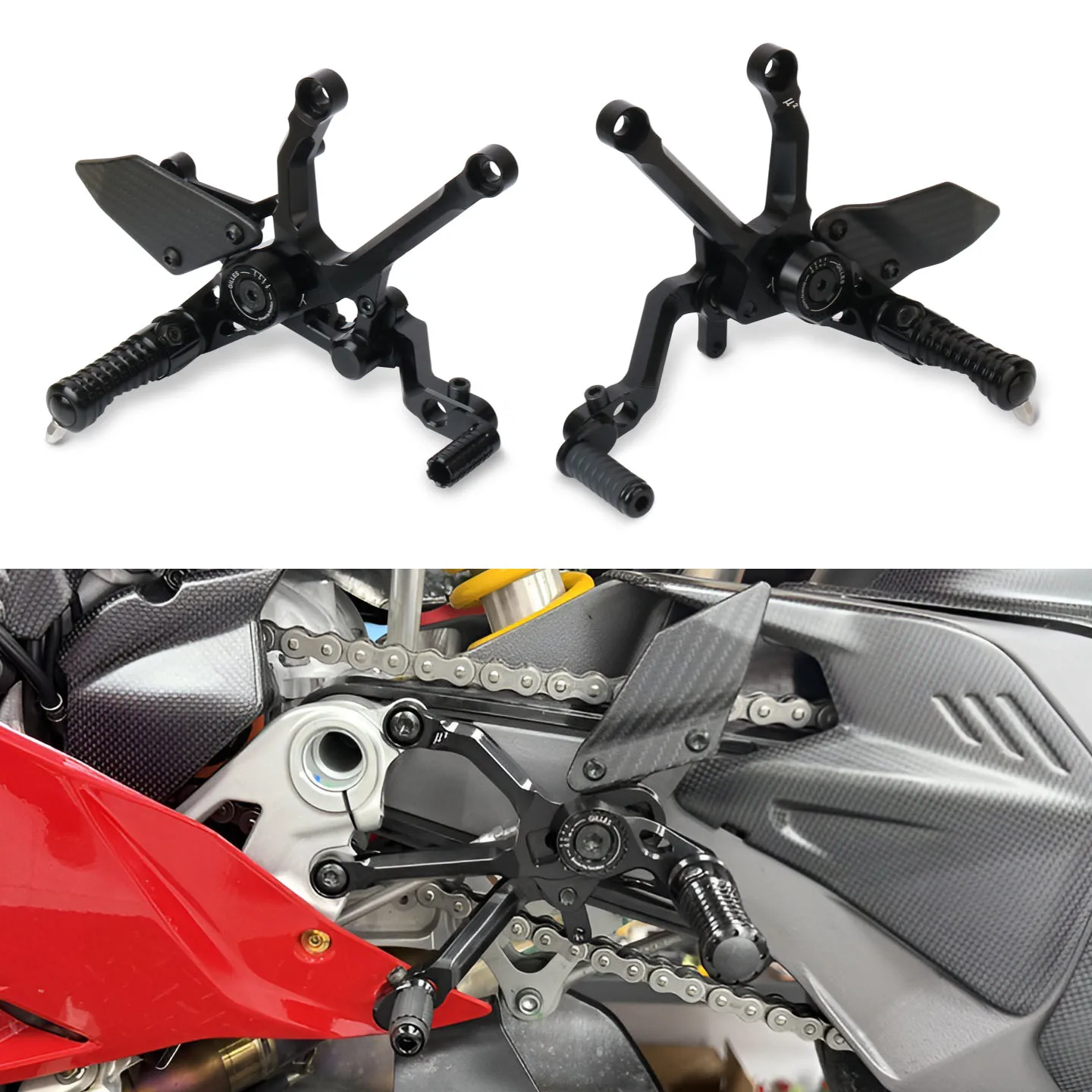 

Motorcycle Accessories CNC Footrests Rearset Rear Footpeg Foot Rests For PANIGALE V4 Panigale V4S 2025