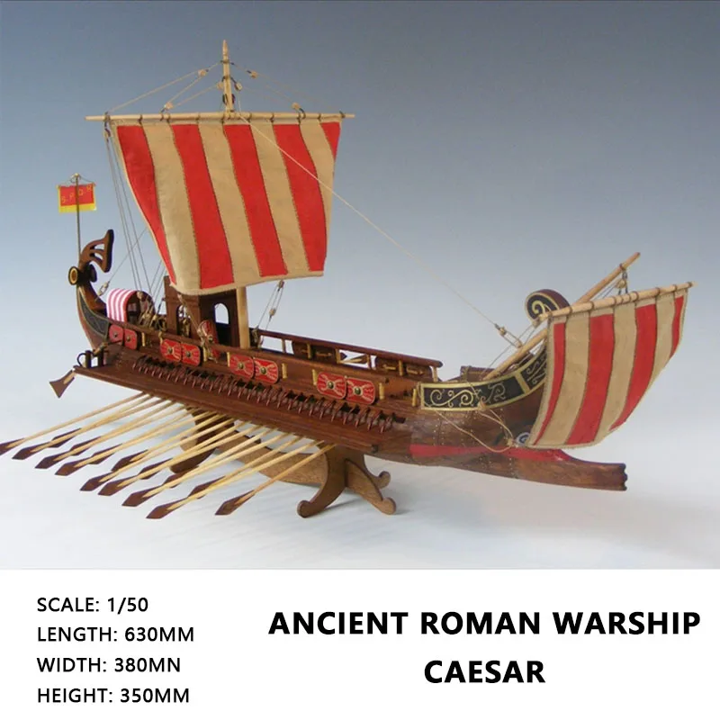 1/50 Wooden Ship Model Kit CAESAR Caesar-Ancient Roman Warship Model DIY Hand-assembled Ship Model Kit Toy Gift Ornaments