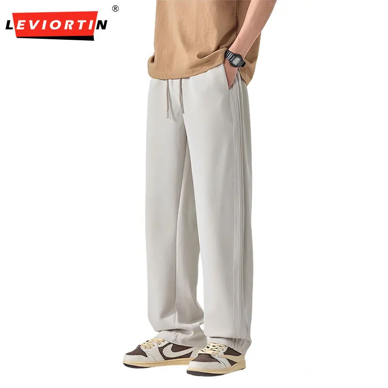 

Мужские летние спортивные брюки в американском стиле, однотонные, свободные, повседневные, прямые, широкие, спортивные штаны