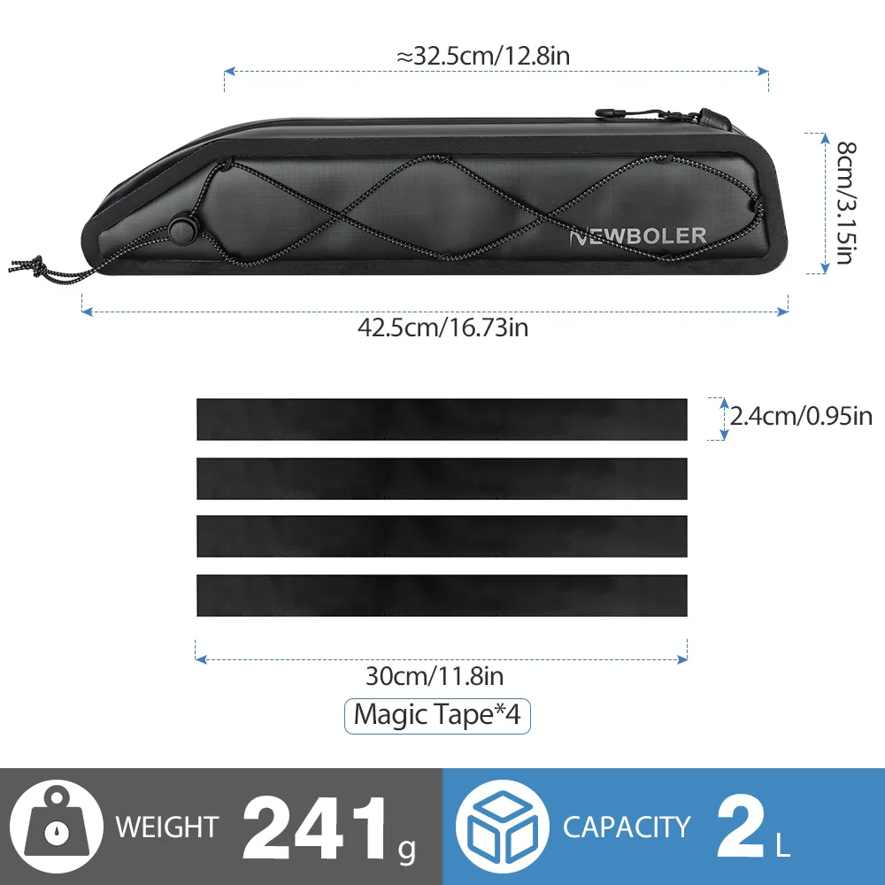 NEWBOLER 2L Fahrradtasche, tragbare Rahmentasche für den Vorderrohr, MTB-Rennrad-Gepäcktasche, große Kapazität, ultraleichte Fahrradtasche – Detail 3