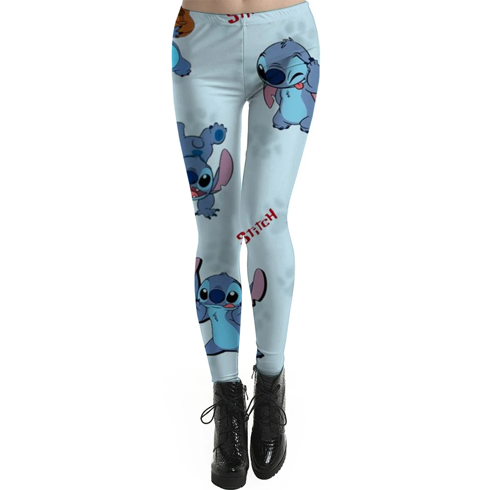 Disney Stitch slim-fit legging met elastische taille met cartoonprint voor dames die dagelijks gebruik reizen Cartoon strakke dameslegging