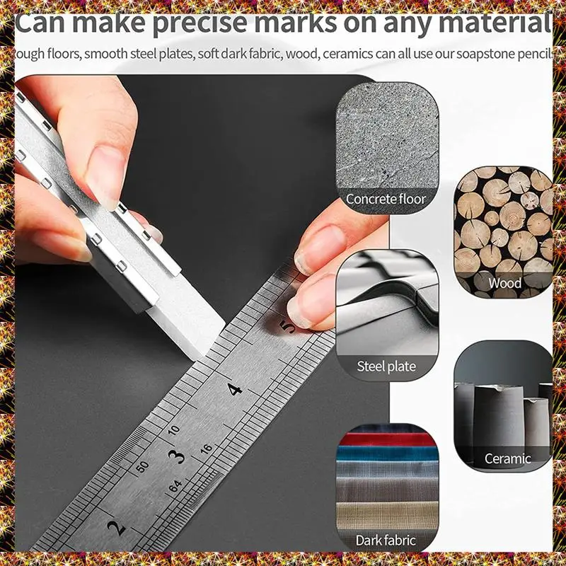 BTCL ผู้ถือหินสบู่ Soapstone ดินสอกลมแบนอลูมิเนียมเครื่องมือเชื่อมแบนสบู่หินเครื่องหมายที่ถอดออกได้บนเหล็ก,อลูมิเนียม
