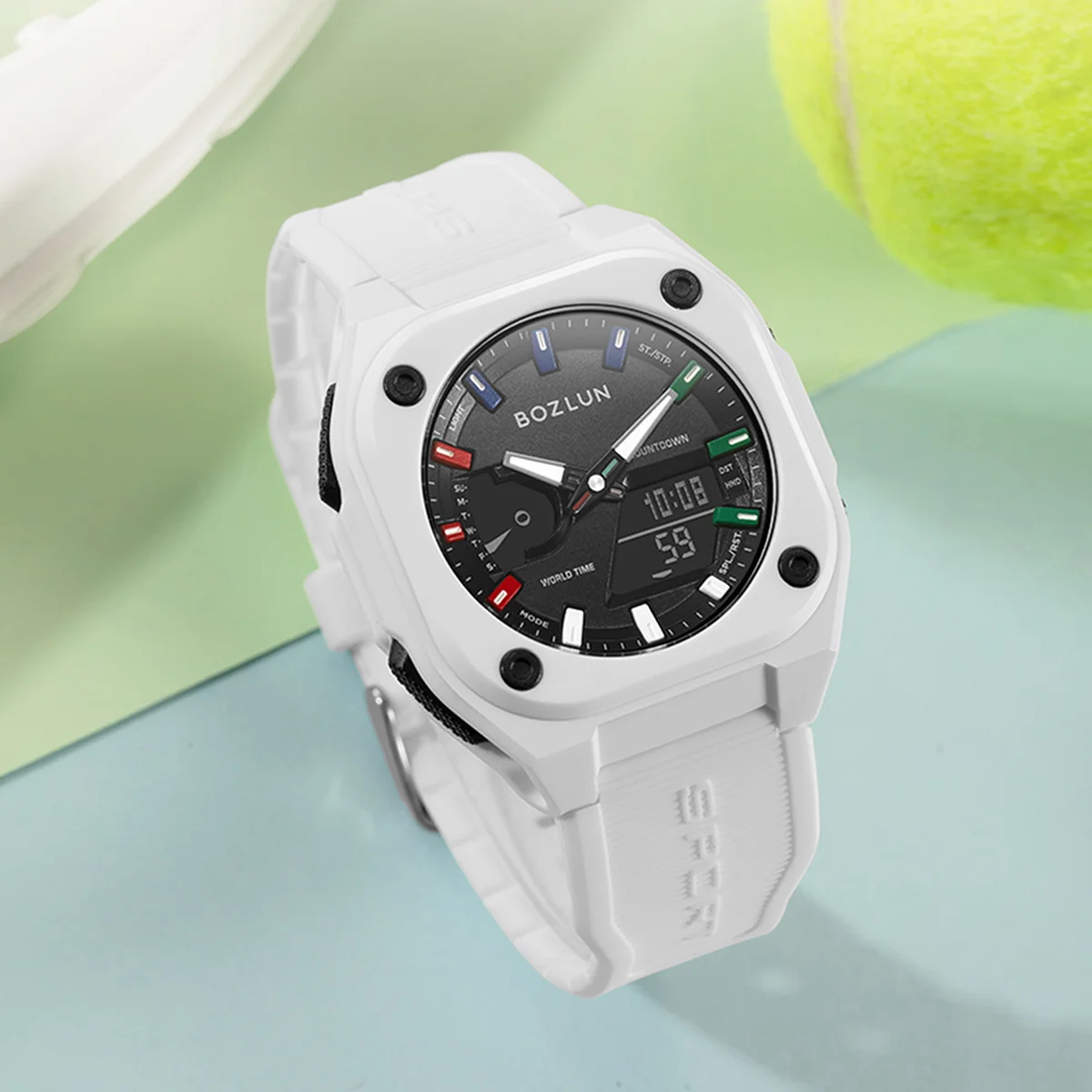BOZLUN 5 إنذار ساعات حركة كوارتز للرجال والنساء ضوء النهار توفير الوقت ساعة اليد موضة العد التنازلي EL ضوء ساعة مقاومة للماء
