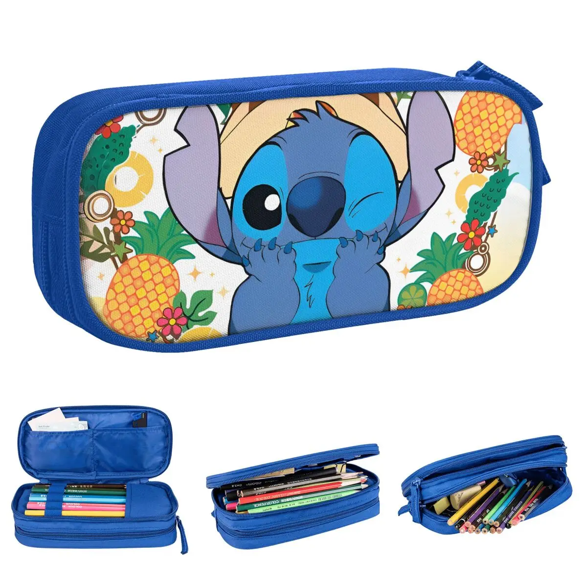 

Stitch Cartoon Pencil Cases New Wink Pineapple Pen Bag for Student Big Capacity Students School Zipper Pencil Box