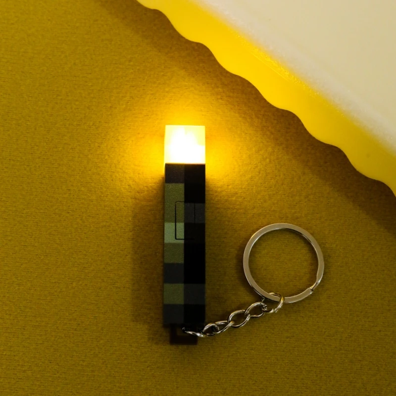 Hot Game Minecraft Prop Torch Pvc Model Can Emit Light Pendant Keychain Bagpack Car Key Holder Accessories Decoration Toy Gifts